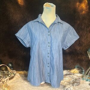 Blue Button-Up Women's Top by Old Ranch M (3900)